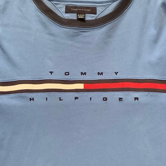 🏄Y2K TOMMY HILFIGER MENS CHEST STRIPE LOGO SHORT SLEEVE T-SHIRT - SIZE XL🏄♂️ - Picture 2 of 5